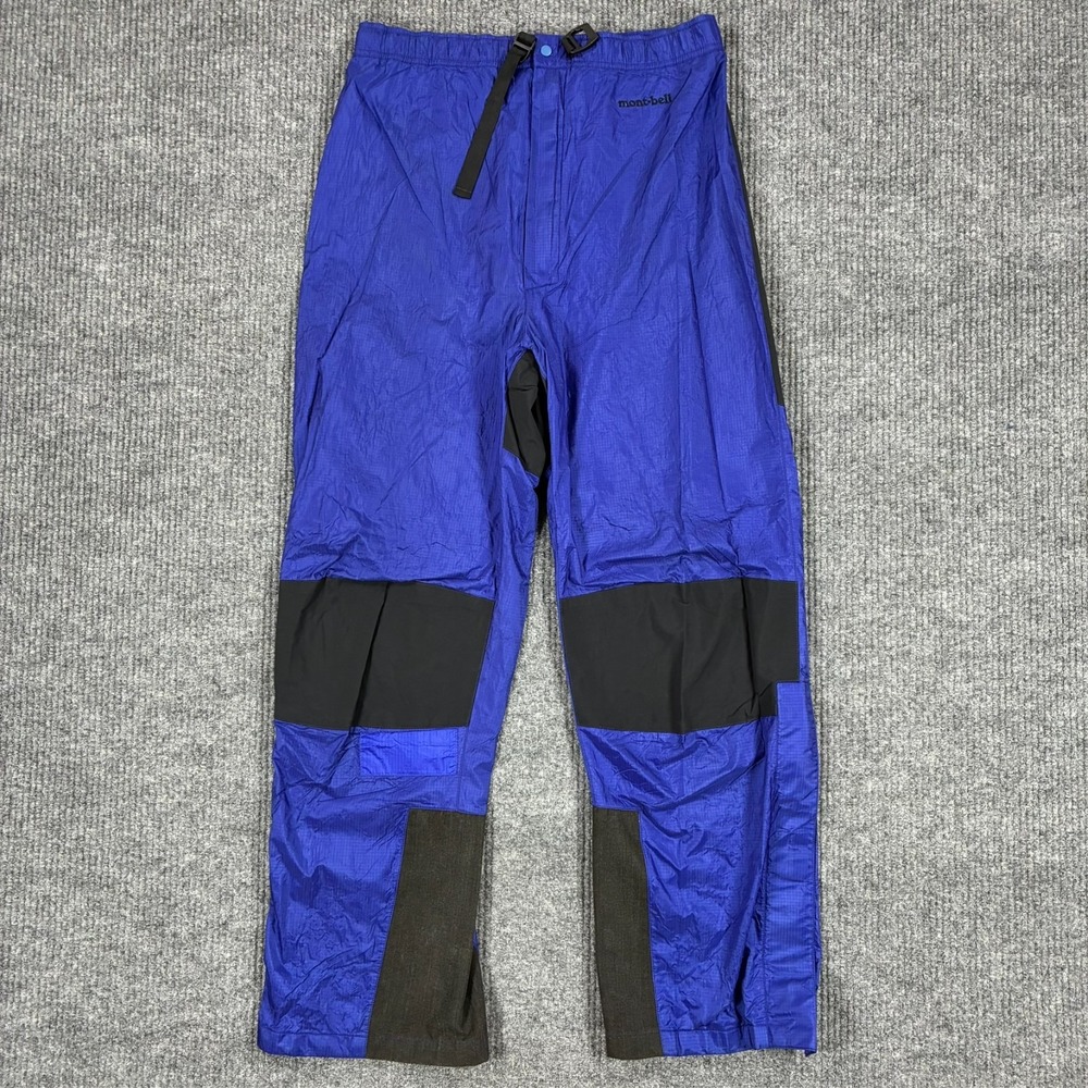 Montbell Gore-Tex Rain Pants Mens Size Large Blue Waterproof Hiking Shell